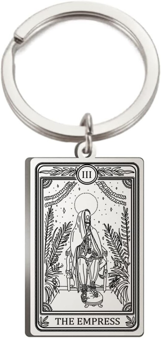 The Empress Tarot Card Keychain 24x40mm Stainless Steel Skeleton Design